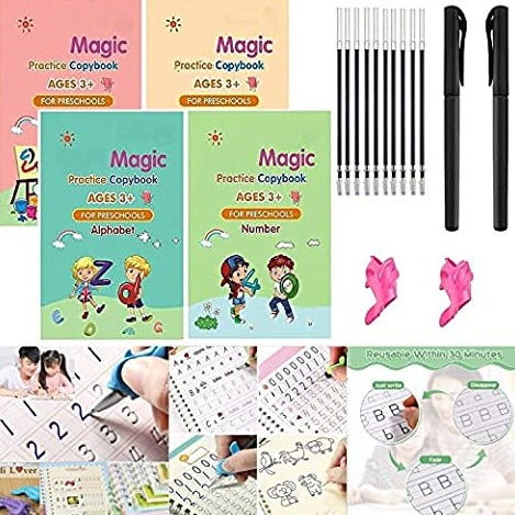 Magic Reusable Four Practice Copybooks With Markers