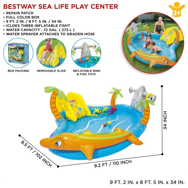 BESTWAY Sea Life Play Centre Pool For Children 9ft 2in x 8ft 5in x 2ft 10in (2ft 2in Depth)
