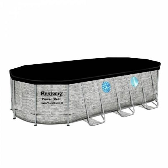 BESTWAY Power Steel Frame Swimming Pool With Window 18ft x 9ft x 4ft