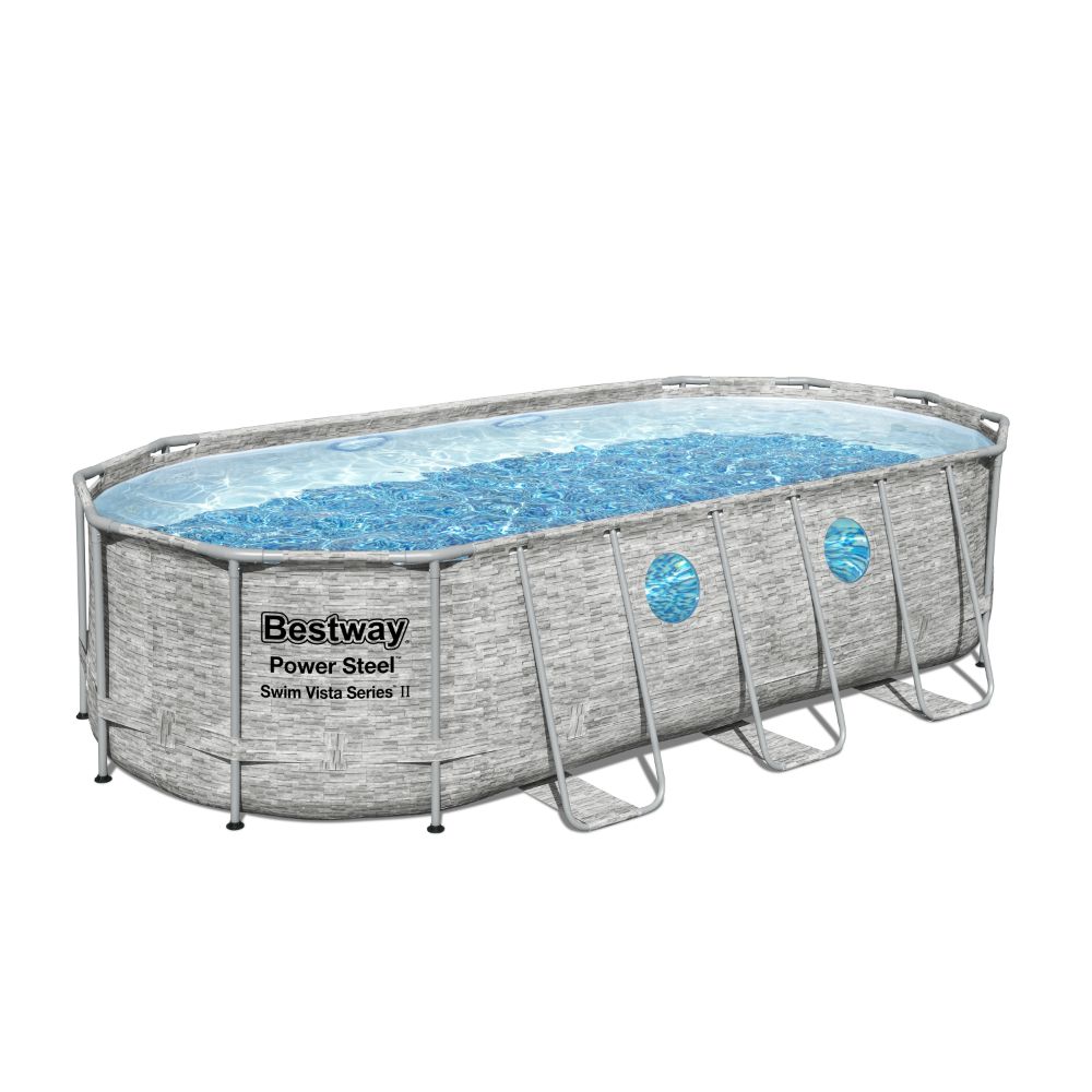 BESTWAY Power Steel Frame Swimming Pool With Window 18ft x 9ft x 4ft