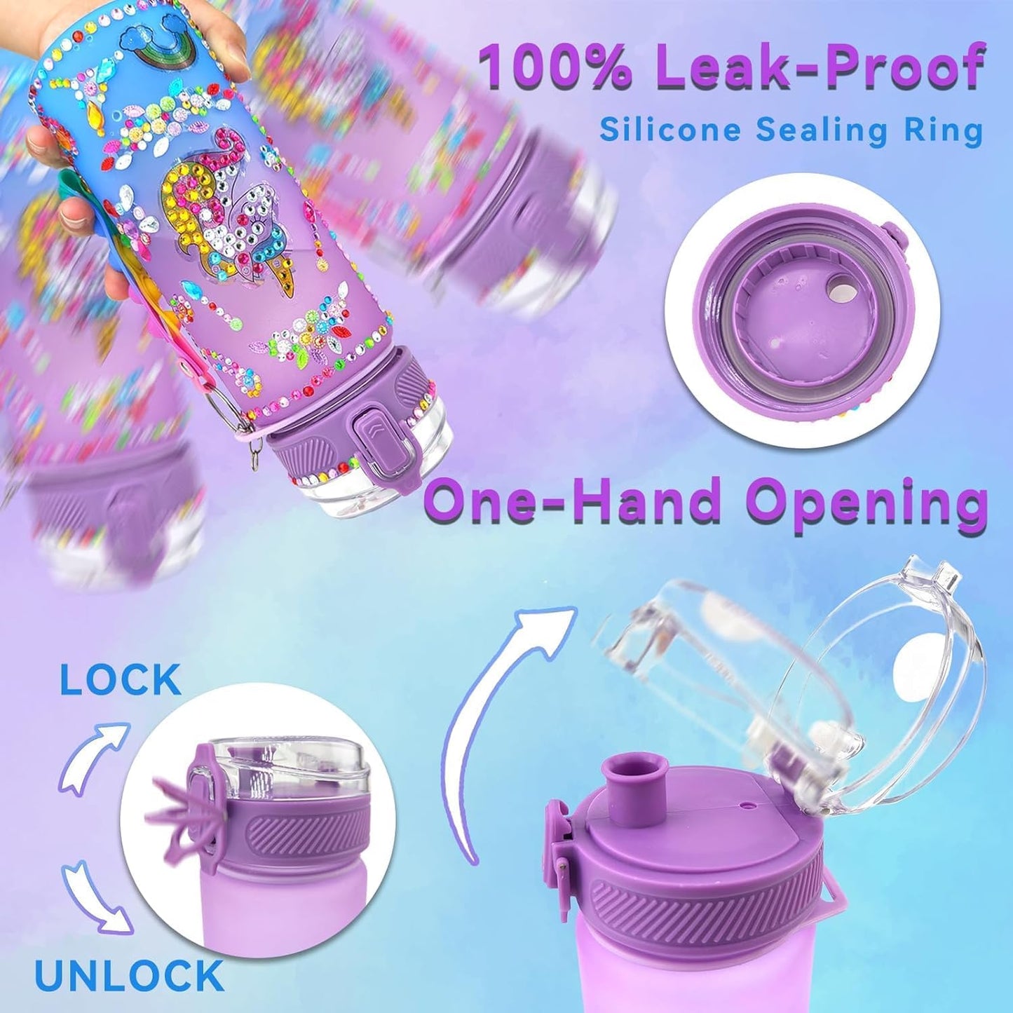 DIY Mosaic Water Bottle Craft Kit (600ml) | Decorate Your Own Set