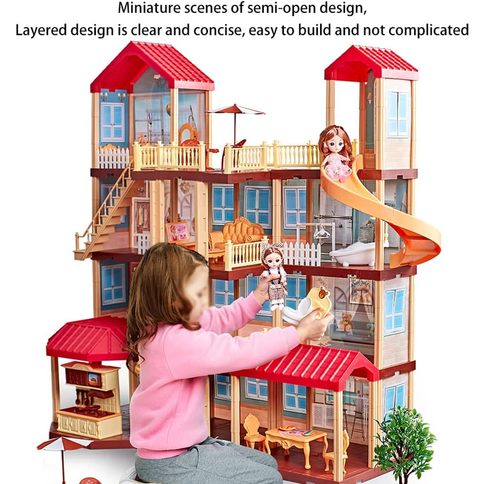 Qixi Toys | Princess Doll House | 395 Pcs Doll House