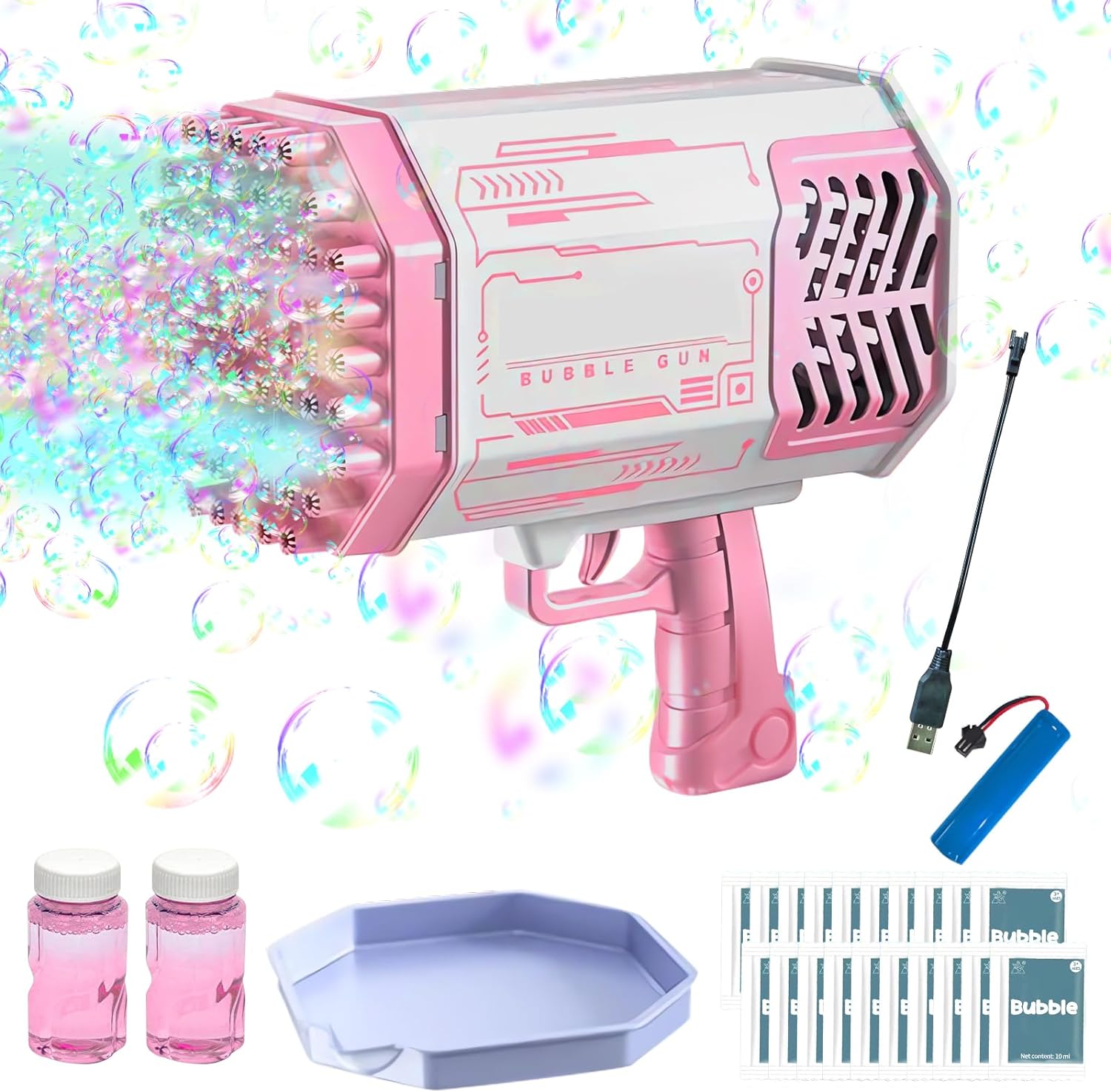 Bazooka Bubble Machine Gun | Soap Spray 69 Holes Gun