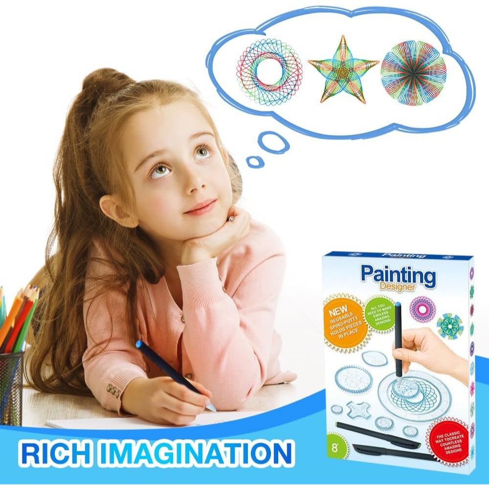 Painting Designer Spirograph Kids Gear | 27 Pieces Spiral Drawing Ruler Kit