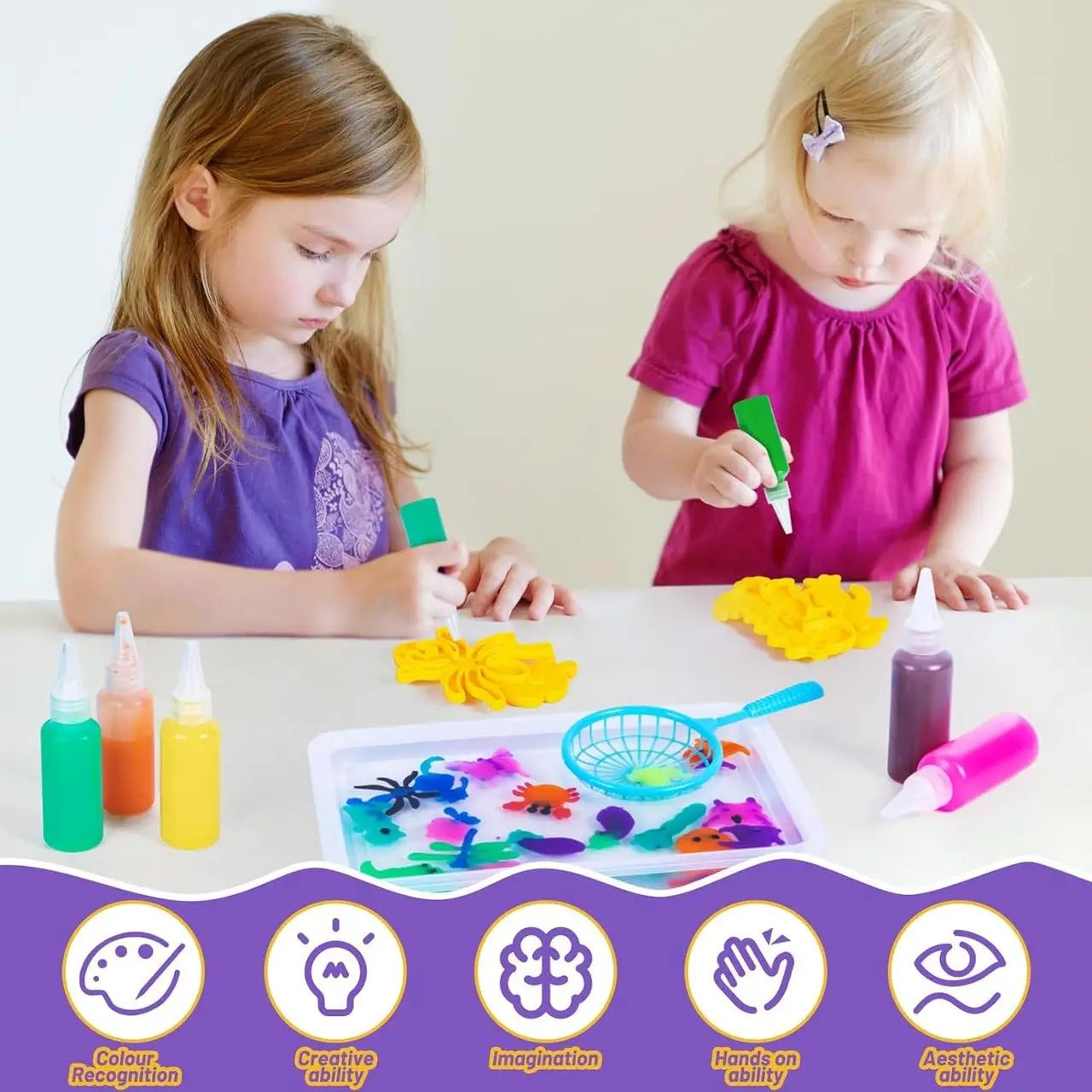Magical Waterscape Toy Set | Build 3D Jelly Sea Animals | DIY 3D Water Art Kit with 8 Molds & 12 Colors | Fun Learning Toy for Kids