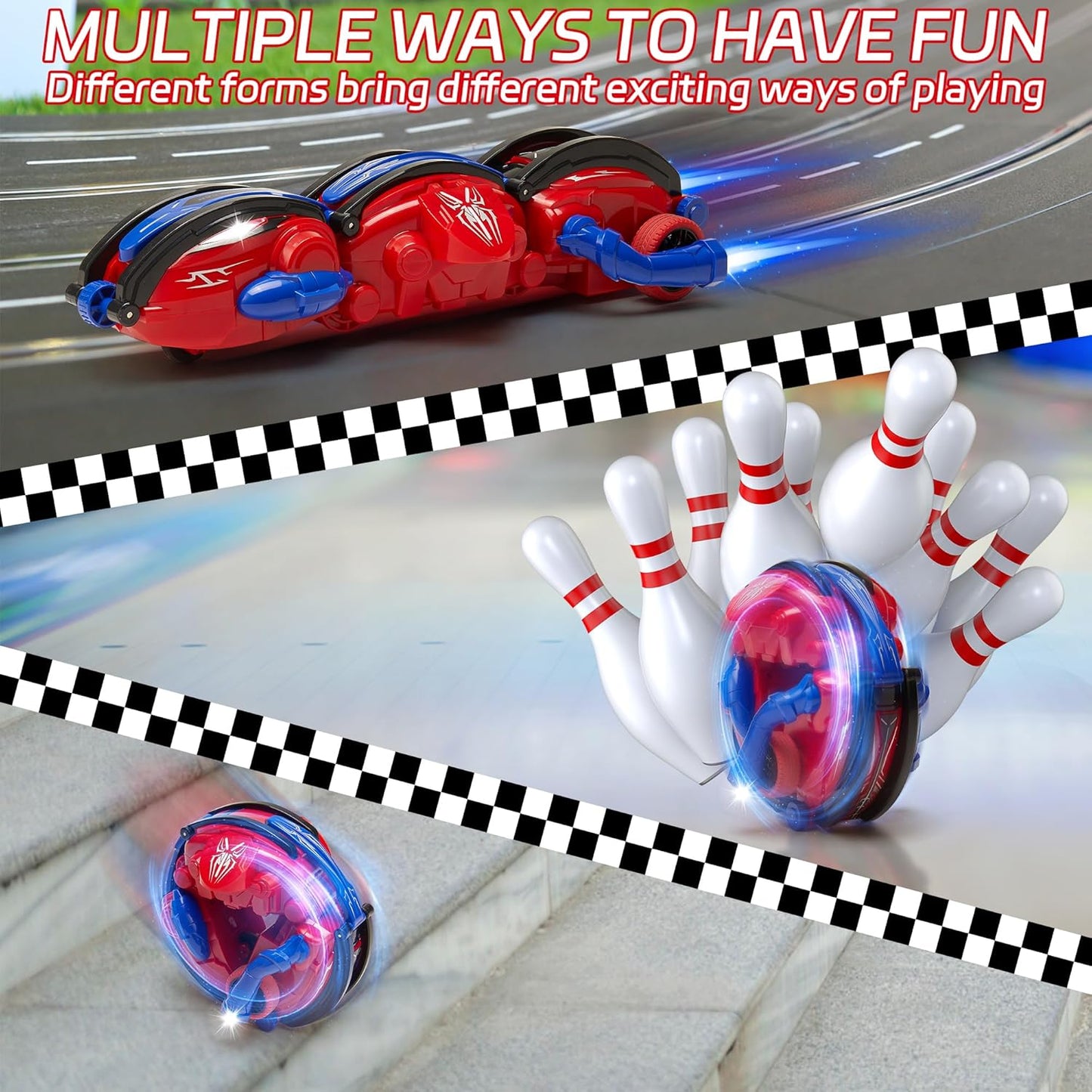 360° Rotation Remote Control Car With LED lights & Rechargeable Batteries