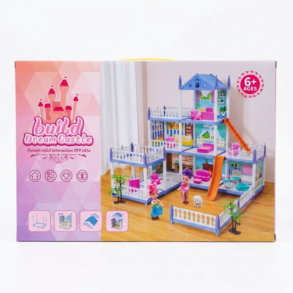 7-Room Doll House Playset with Mini Dolls, Furniture & LED