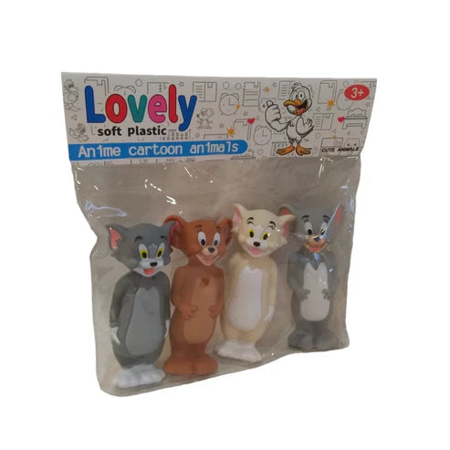 Lovely Soft Plastic Tom & Jerry Cartoon Animals Toy | 4 Pcs Packet