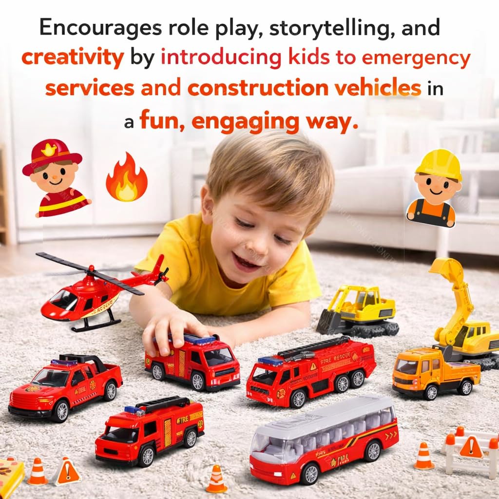 6-Piece Die-Cast Emergency Rescue Vehicle Set