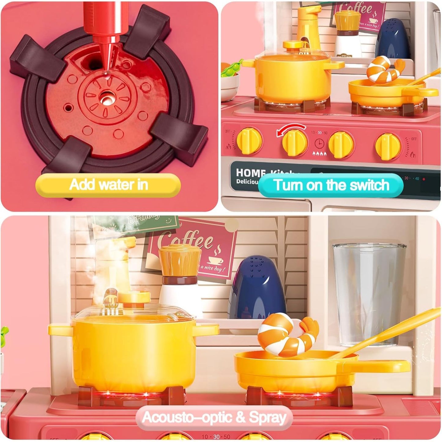 Play Kitchen Set | 50 Pcs Spray Kitchen Kit With Lights & Sound