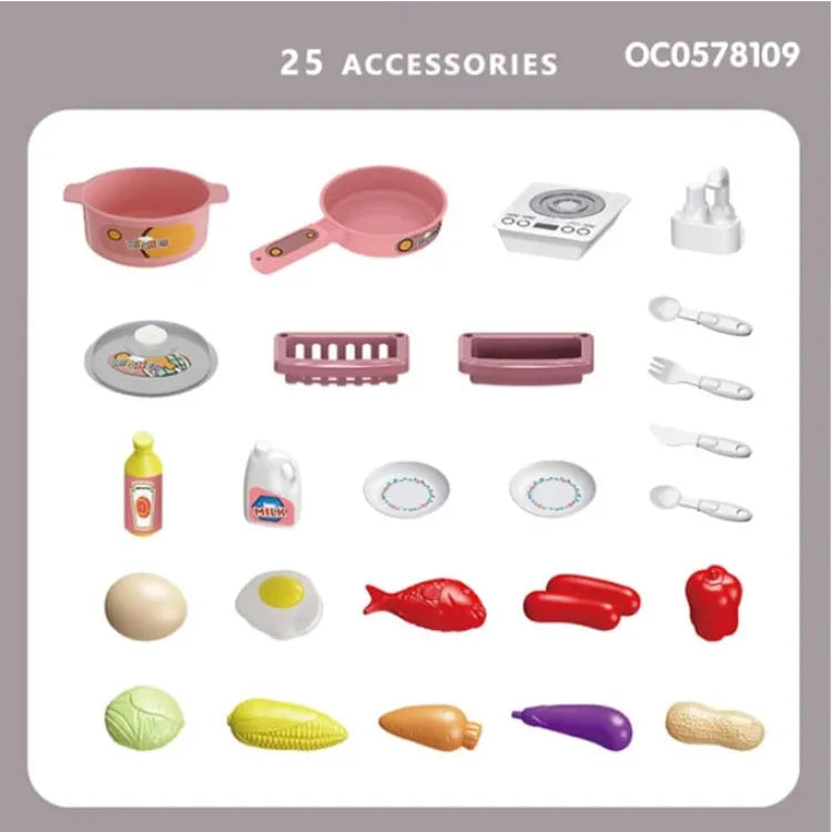 Realistic Taste Kitchen Set With 25+ Accessories | Sound System & Water Faucet