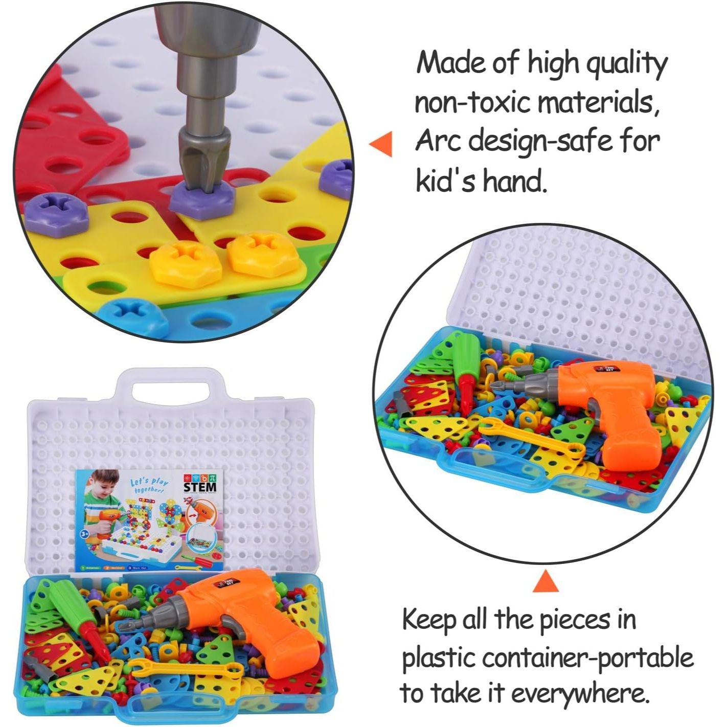 STEM Magnetic Creative Puzzle 4in1 | 193 Pcs Puzzle Briefcase Toy