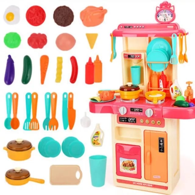 Spraying Mist Kids Kitchen Play Set With Sink & 42 Accessories