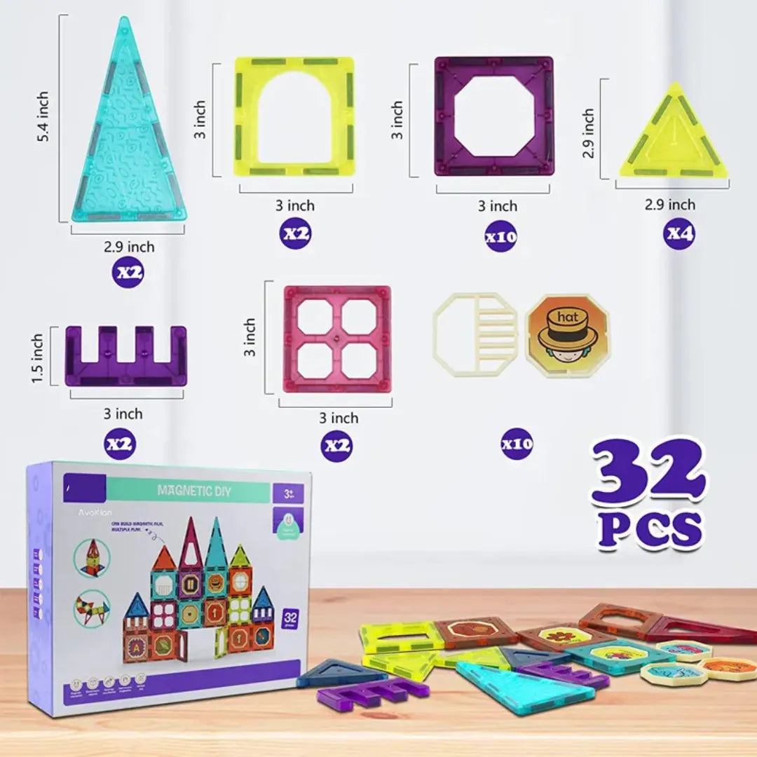 32-Piece Magnetic DIY Building Blocks Set 2-in-1