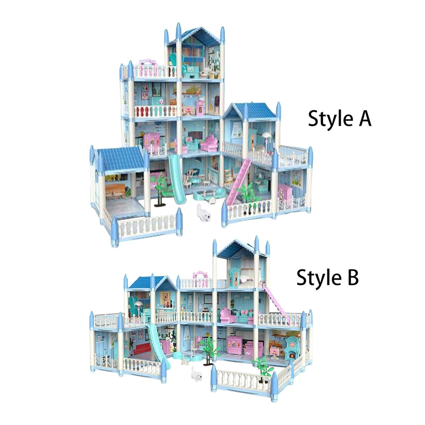 Happy Childhood 4 Story & 11 Room Doll House Playset For Kids