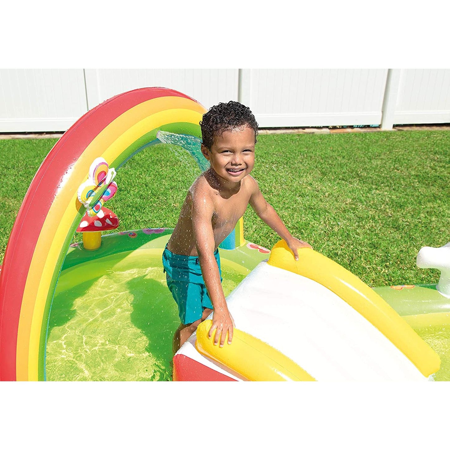 Intex Inflatable Garden Themed Pool For Kids 9ft 6in x 5ft 11in x 3ft 5in (5in Depth)