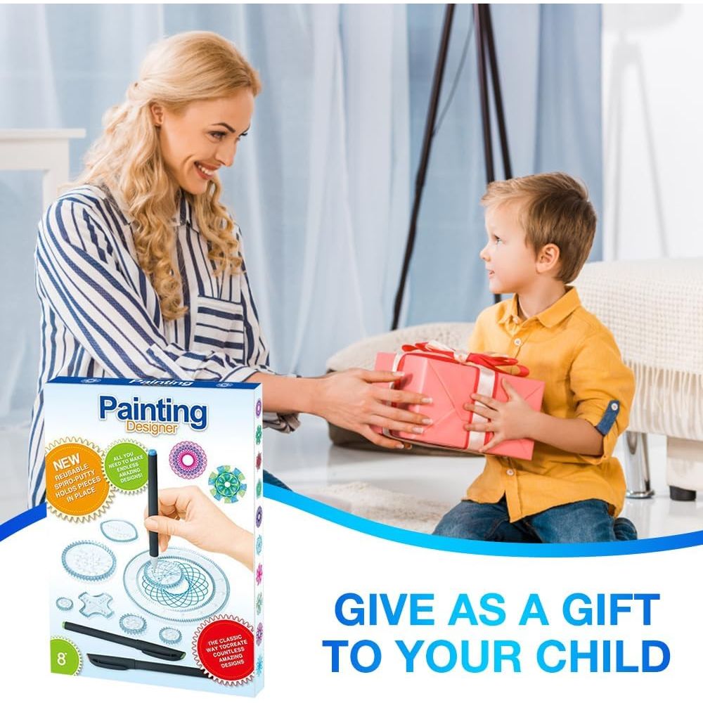 Painting Designer Spirograph Kids Gear | 27 Pieces Spiral Drawing Ruler Kit