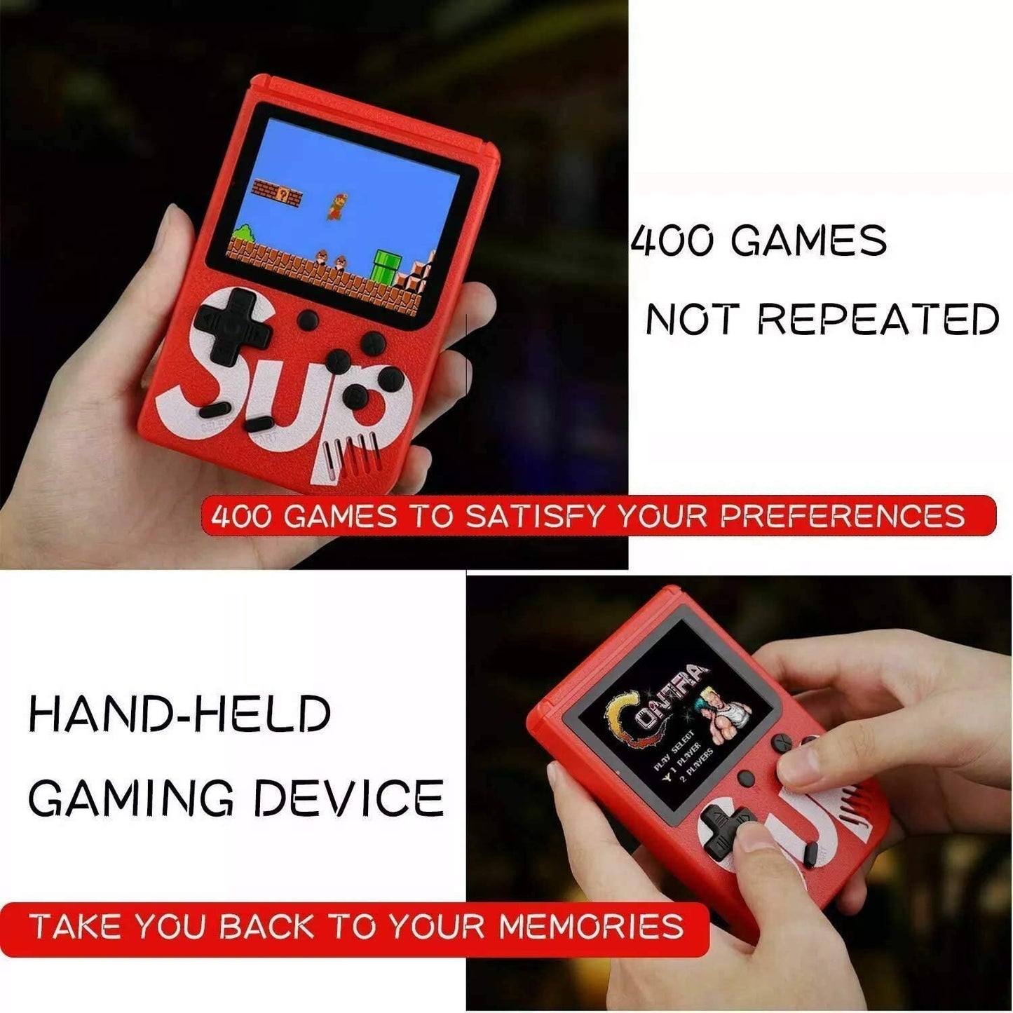 Sup Game Box with Mario, Super Mario, Dr Mario, Contra and 400 More