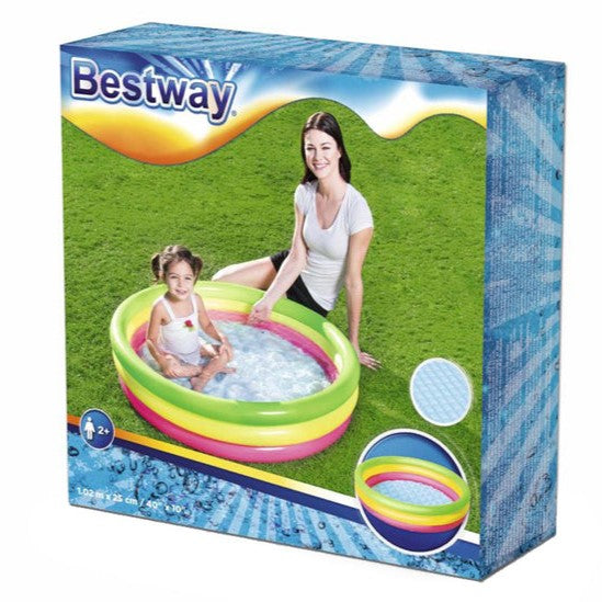 Bestway Inflatable Rainbow Swimming Pool For Kids 3ft 4in x 10in