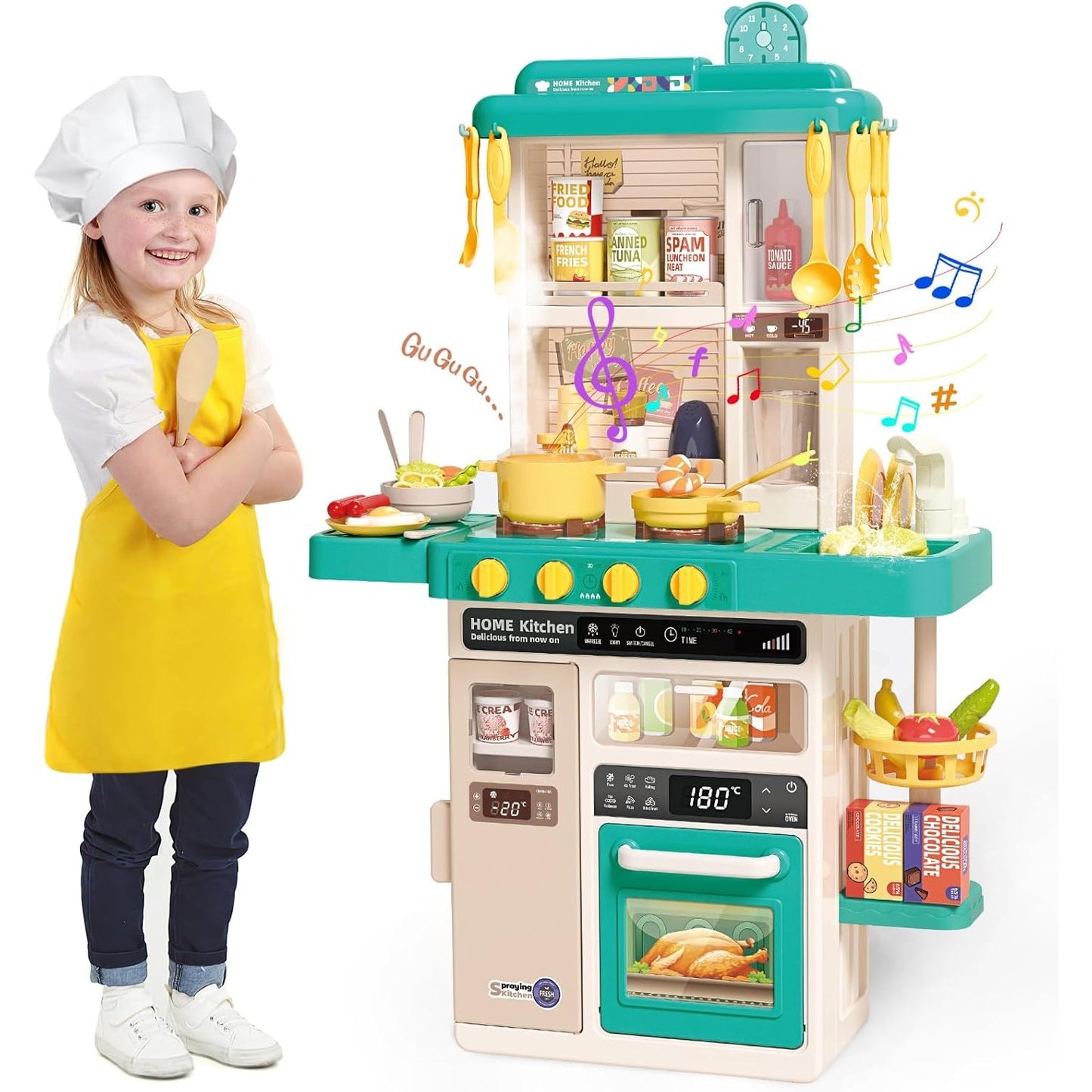 Spray Kitchen Play Set | 50 Pcs Accessories | Water Circulation System & Detailed Toys