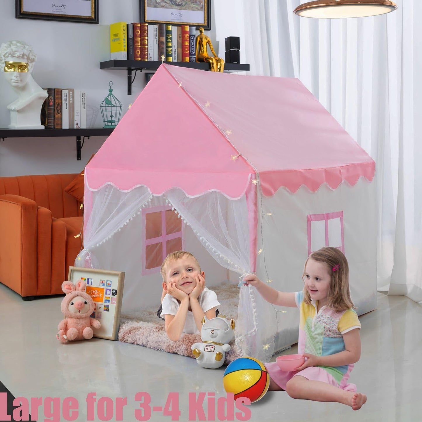 Tent House With Lights | Big Tent House For Kids | Pink Princess Playhouse Castle