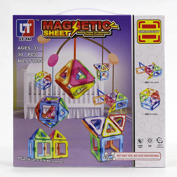 30Pcs Magnetic Sheet With Colorful Blocks & Puzzle Box