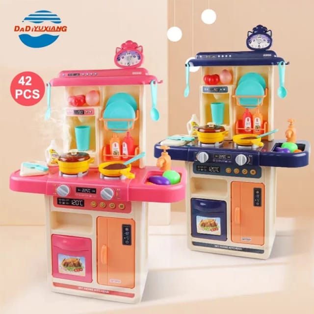 Spraying Mist Kids Kitchen Play Set With Sink & 42 Accessories