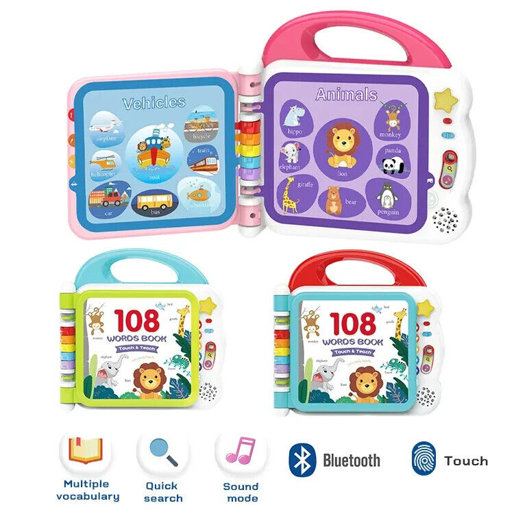 Kids Melody 108 Words Book | 3 Learnign Modes , Bluetooth Function & 12 Subjects-108 Sight Words