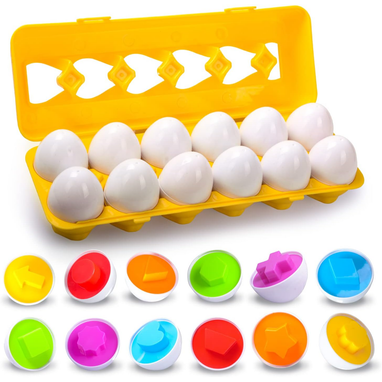 12 Pcs Montessori Kids Learning & Matching Eggs