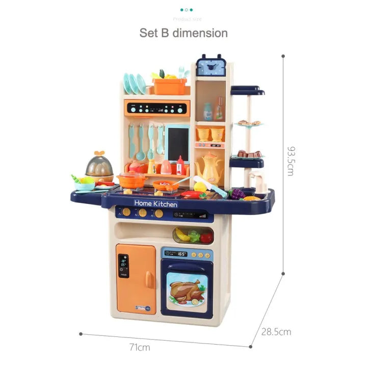 65 Pcs Spraying Mist Kitchen Set | Lights Sound Real Water Tap Cooking Kit