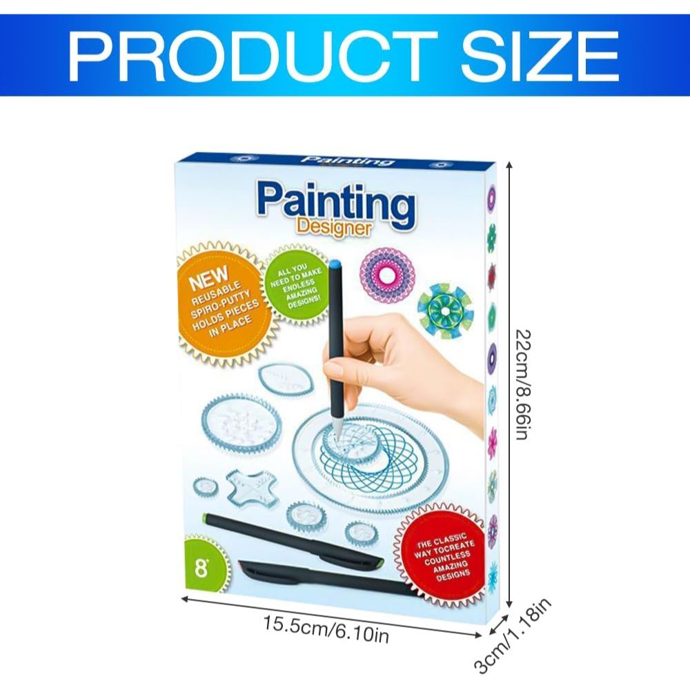 Painting Designer Spirograph Kids Gear | 27 Pieces Spiral Drawing Ruler Kit