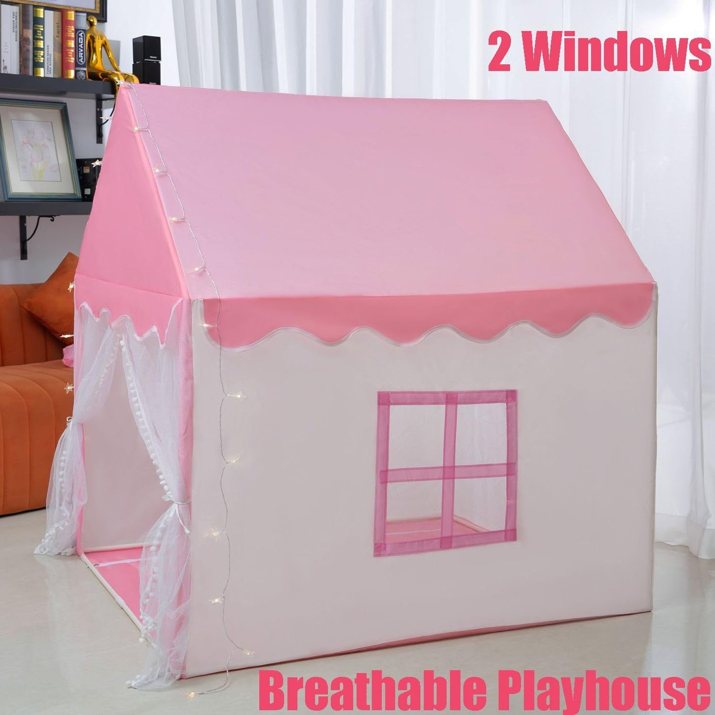 Tent House With Lights | Big Tent House For Kids | Pink Princess Playhouse Castle