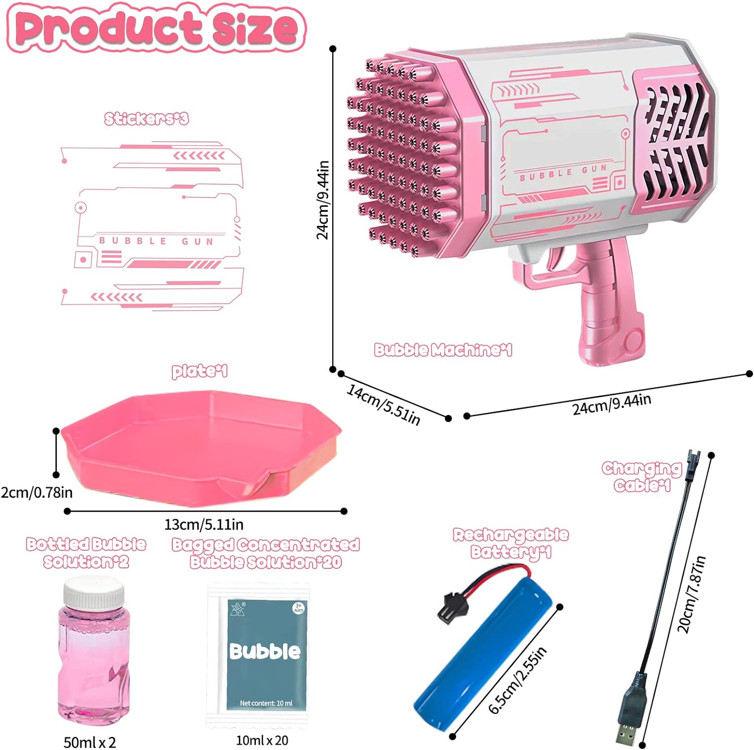 Bazooka Bubble Machine Gun | Soap Spray 69 Holes Gun
