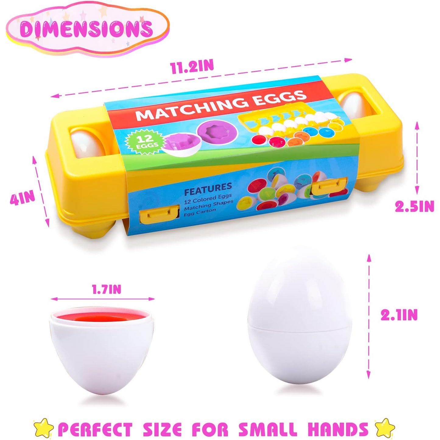 12 Pcs Montessori Kids Learning & Matching Eggs