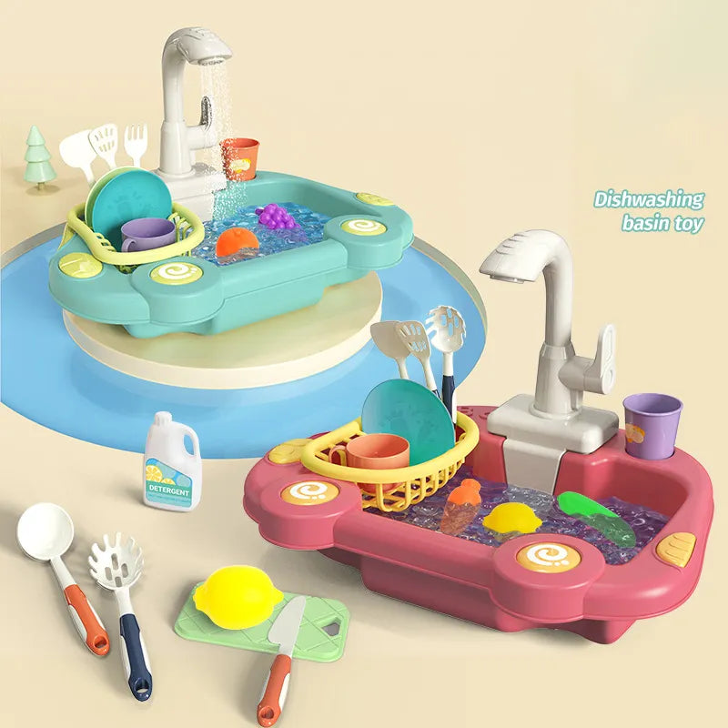 Kitchen Wash Basin 19 Pcs | Electric Dishcharge Dishwasher For Kids