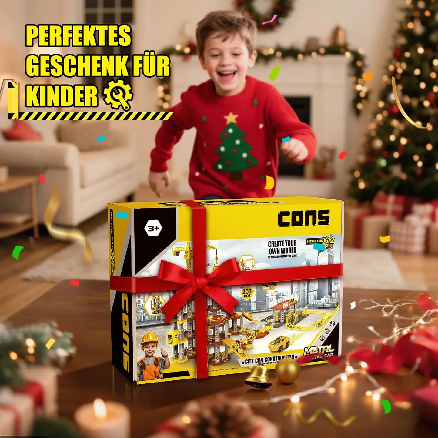 LumenVela 203 Pcs DIY Car Parking Lot & Track Set