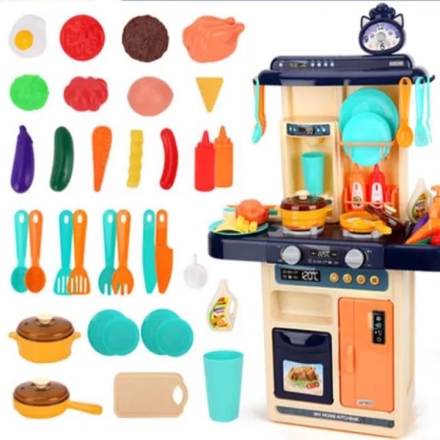 Spraying Mist Kids Kitchen Play Set With Sink & 42 Accessories