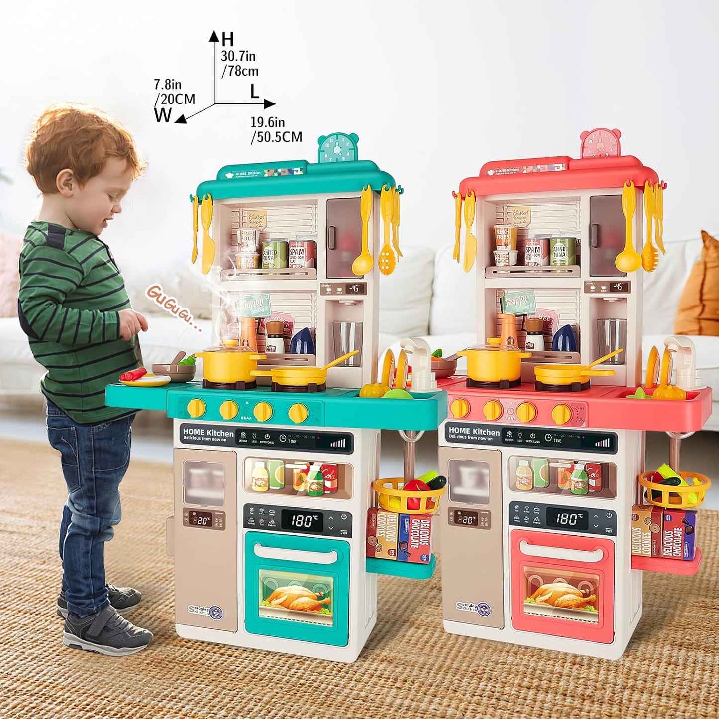 Spray Kitchen Play Set | 50 Pcs Accessories | Water Circulation System & Detailed Toys