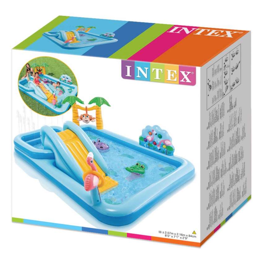 Intex Inflatable Jungle Themed Pool For Kids 8ft 5in x 7ft 1in x 2ft 9in (1ft Depth)