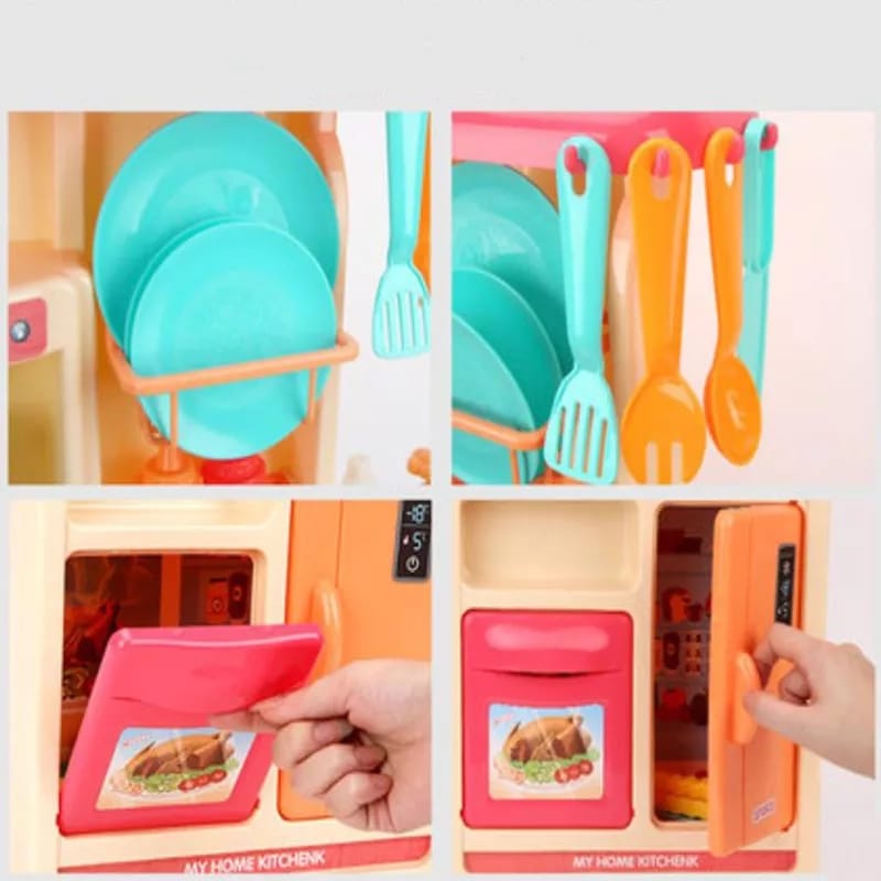 Spraying Mist Kids Kitchen Play Set With Sink & 42 Accessories