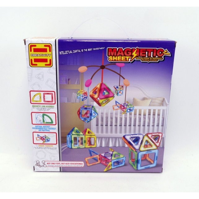 30Pcs Magnetic Sheet With Colorful Blocks & Puzzle Box