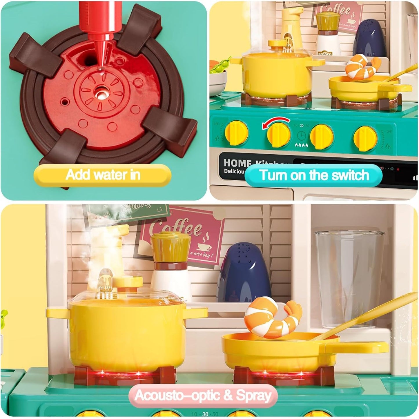 Spray Kitchen Play Set | 50 Pcs Accessories | Water Circulation System & Detailed Toys
