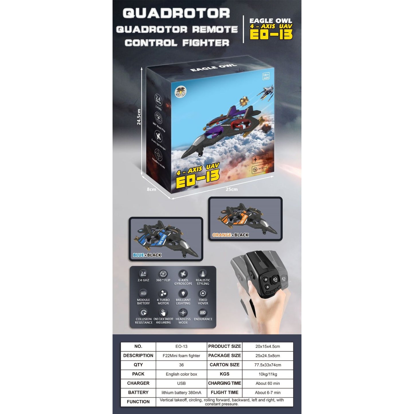 Quadrotor Remote Control Fighter Eagle Owl | Remote Control Plane For Teenagers