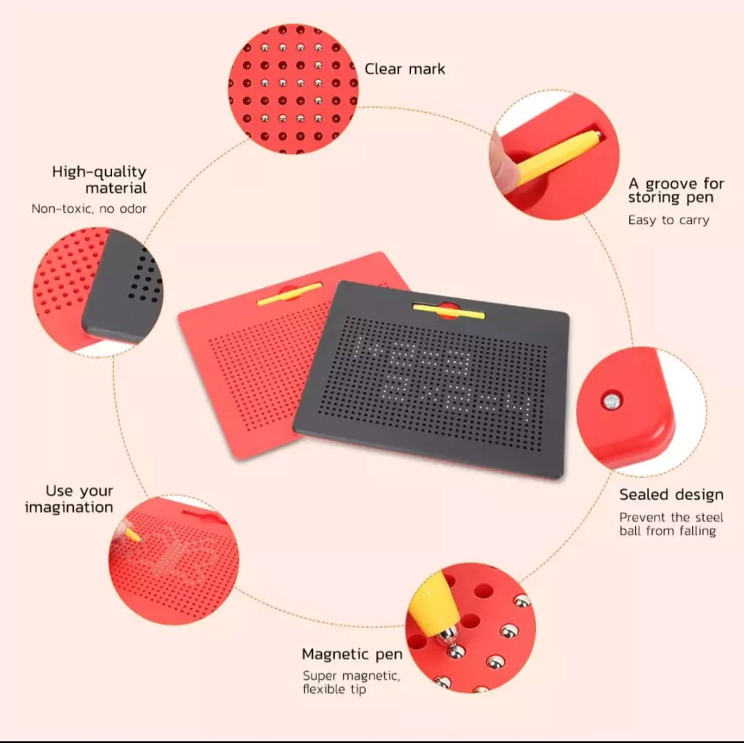 Magnetic Board | Magnetic Drawing Balls & Pen | Pixel Art Fun