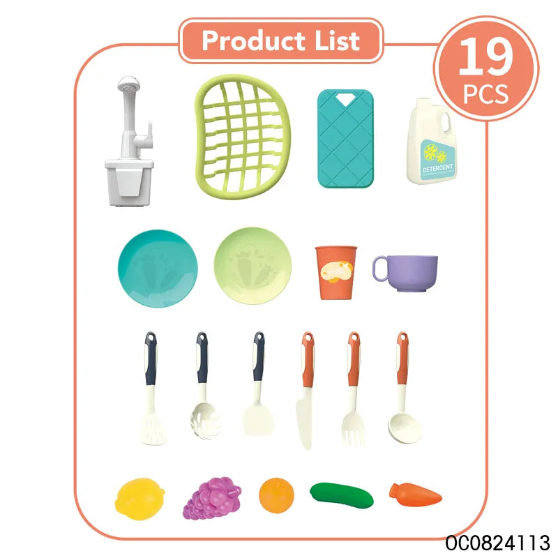 Kitchen Wash Basin 19 Pcs | Electric Dishcharge Dishwasher For Kids