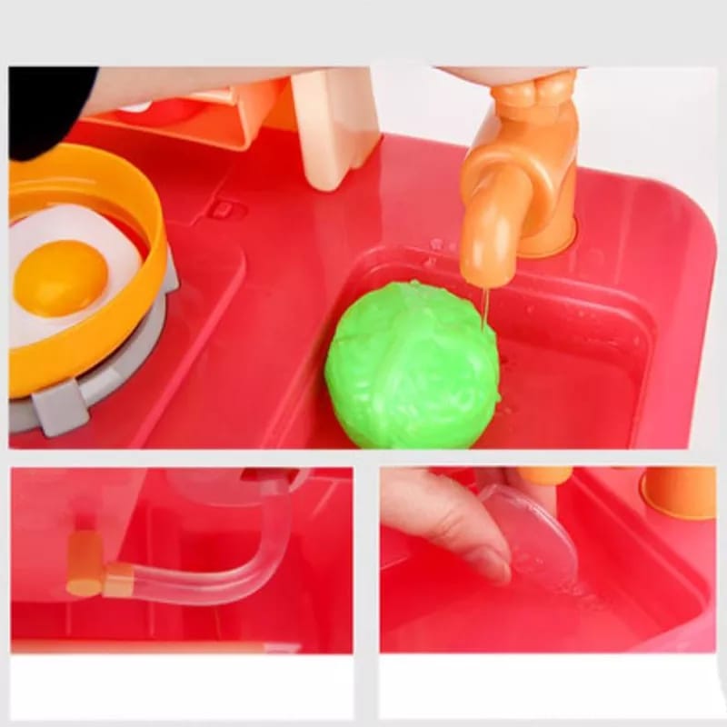 Spraying Mist Kids Kitchen Play Set With Sink & 42 Accessories