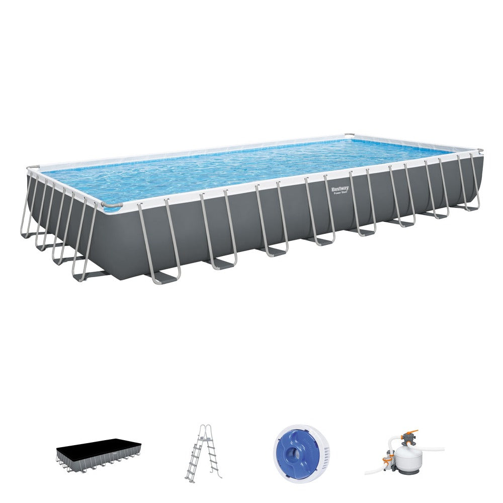 BESTWAY Rectangular Steel Frame Swimming Pool 31ft 4in x 16ft x 4ft 4in
