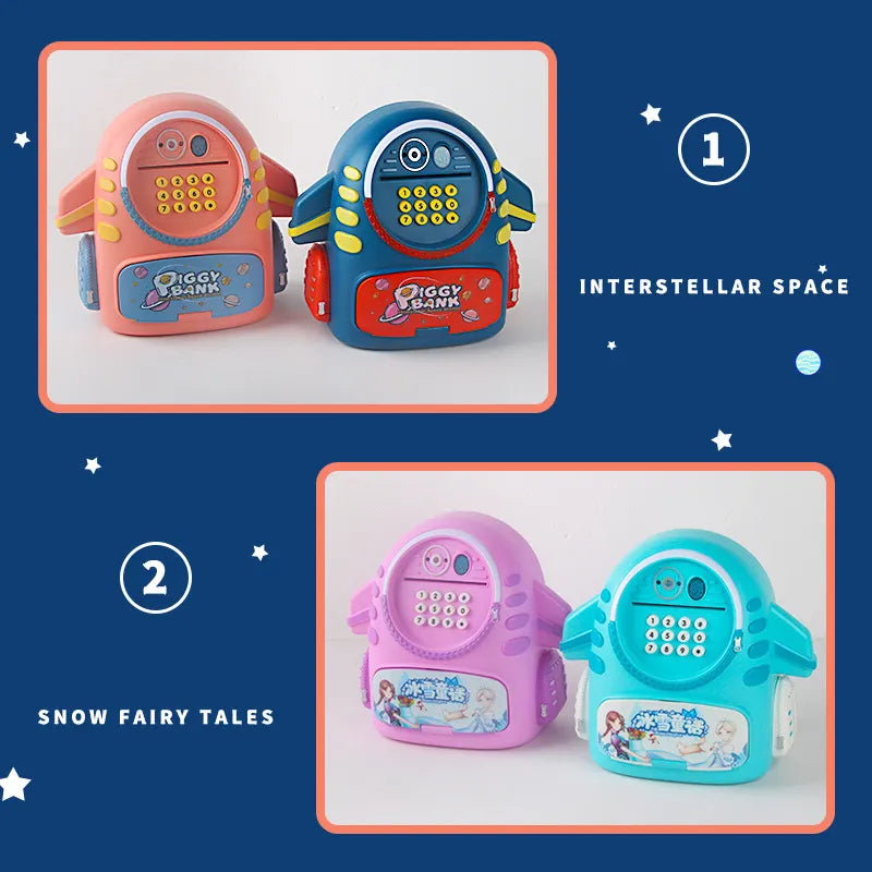 Mini Aerospace Piggy ATM Machine With Fingerprint For Kids