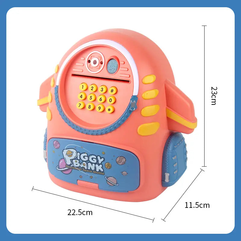 Mini Aerospace Piggy ATM Machine With Fingerprint For Kids