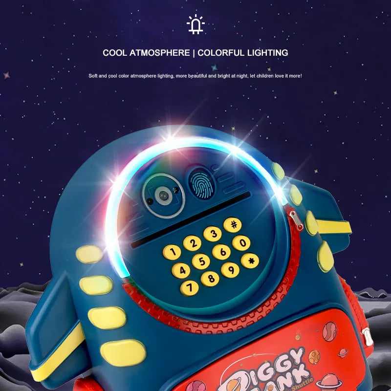 Mini Aerospace Piggy ATM Machine With Fingerprint For Kids